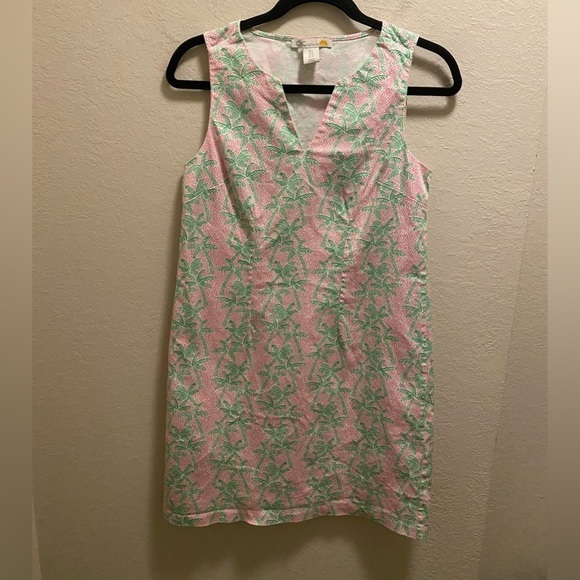 C&C California Green & Pink Preppy Palm Tree Shift Dress Size 6 - Picture 1 of 8